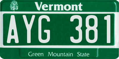 VT license plate AYG381