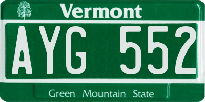 VT license plate AYG552