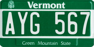 VT license plate AYG567