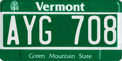 VT license plate AYG708