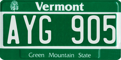 VT license plate AYG905
