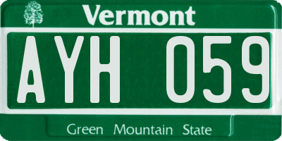 VT license plate AYH059