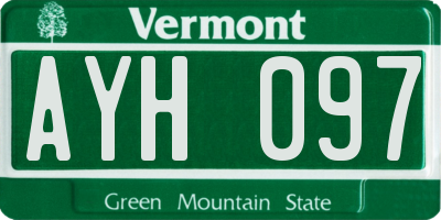 VT license plate AYH097