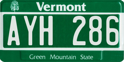 VT license plate AYH286