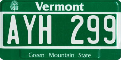 VT license plate AYH299