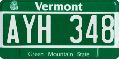 VT license plate AYH348