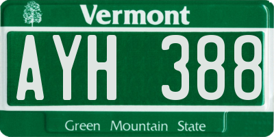 VT license plate AYH388