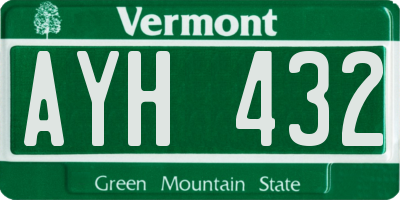 VT license plate AYH432