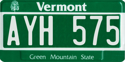 VT license plate AYH575