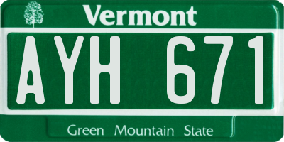 VT license plate AYH671