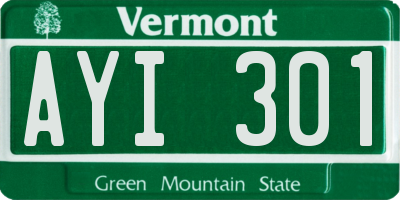 VT license plate AYI301