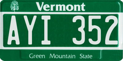 VT license plate AYI352