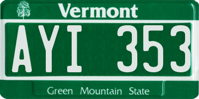 VT license plate AYI353