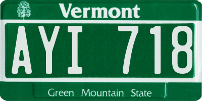 VT license plate AYI718