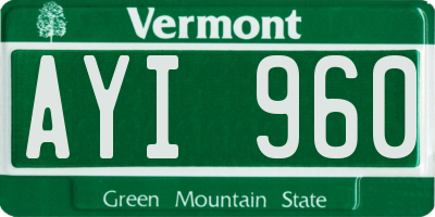 VT license plate AYI960