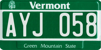 VT license plate AYJ058