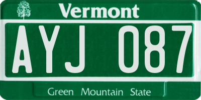 VT license plate AYJ087