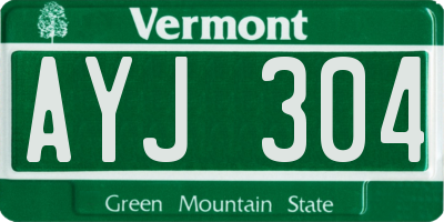 VT license plate AYJ304