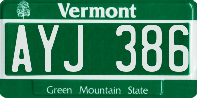 VT license plate AYJ386