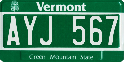 VT license plate AYJ567