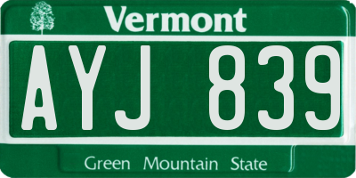 VT license plate AYJ839