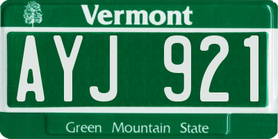 VT license plate AYJ921