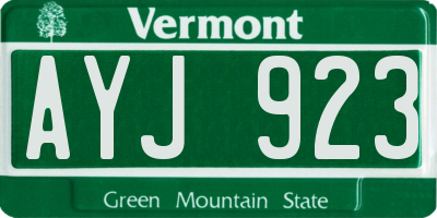 VT license plate AYJ923