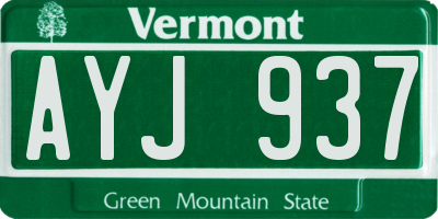 VT license plate AYJ937