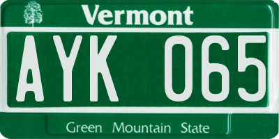 VT license plate AYK065