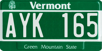 VT license plate AYK165