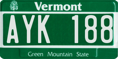 VT license plate AYK188