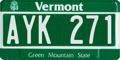VT license plate AYK271