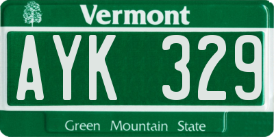 VT license plate AYK329