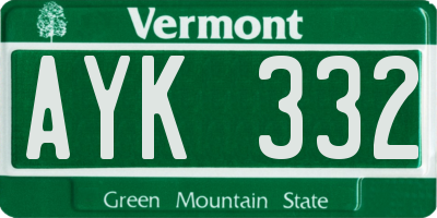 VT license plate AYK332