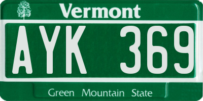 VT license plate AYK369