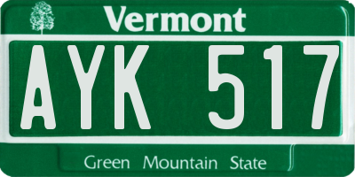VT license plate AYK517