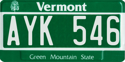 VT license plate AYK546