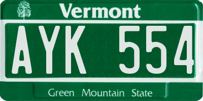 VT license plate AYK554