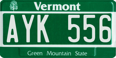 VT license plate AYK556
