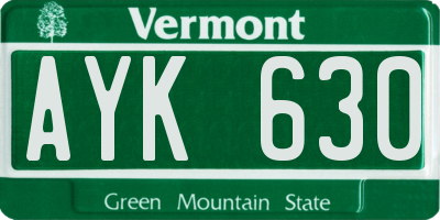 VT license plate AYK630