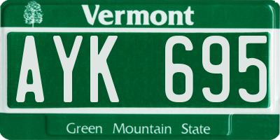 VT license plate AYK695