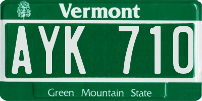 VT license plate AYK710