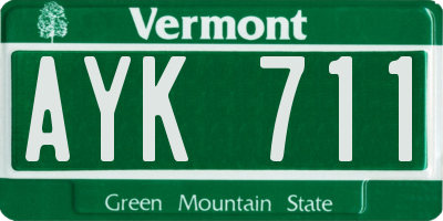 VT license plate AYK711