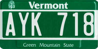 VT license plate AYK718