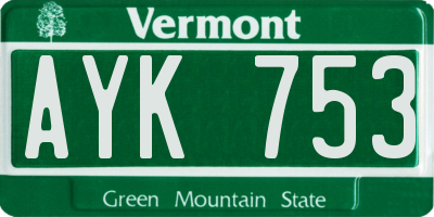 VT license plate AYK753