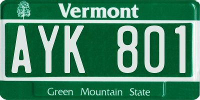 VT license plate AYK801