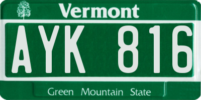 VT license plate AYK816