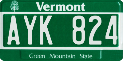 VT license plate AYK824