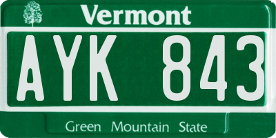 VT license plate AYK843
