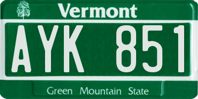 VT license plate AYK851